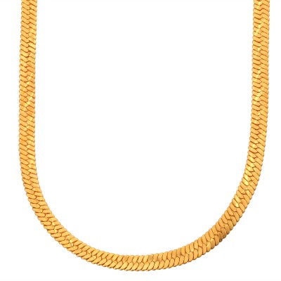 MissMister GoldPlated 4mm Super Long 30 Inch Superfine Finish Flat Snake Chain Design Chain Gold-plated Plated Brass Chain