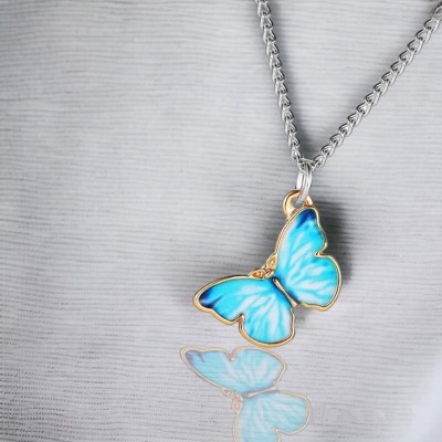 AVR JEWELS Pretty Blue butterfly Neck pendant for women and girls Gold-plated Plated Alloy Necklace