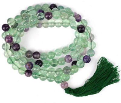 CRYSTU AAA Natural Multi Fluorite Crystal Stone Mala Necklace for Unisex Beads, Crystal Stone Chain