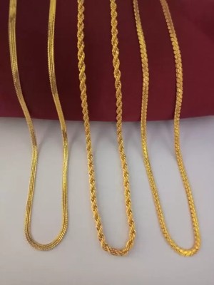 Shine Art Golden Interlink Criss cross Pattern Gold Chain Gold-plated Plated Brass Chain Gold-plated Plated Copper, Alloy Chain