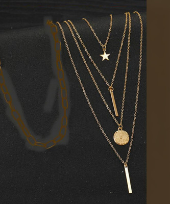 Vembley Vembley Charming Gold Plated Multi Layered Fashion Pendant Necklace Gold-plated Plated Alloy Necklace