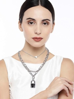 VAGHBHATT Silver-Plated Link Necklace Silver Plated Metal Chain