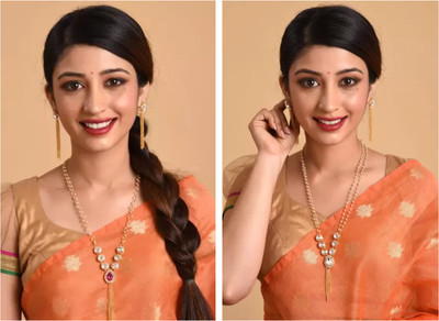 JewelShadi Alloy Gold-plated Pink, White Jewellery Set(Pack of 2)