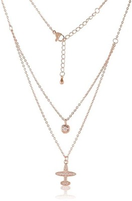 LaBerra Aero Necklace | Rose Gold Pendant Cubic Zirconia Gold-plated Plated Alloy, Steel Necklace Set