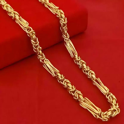 hisa 1 gram High Quality Indian Polished “20” Inches Gold Chain for Men and boy Copper Chain