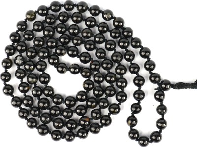 REIKI CRYSTAL PRODUCTS Natural Black Tourmaline 8 mm 108 Round Beads Jaap Mala Necklace for Unisex Tourmaline Crystal Chain
