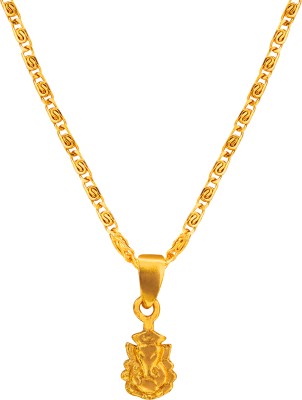 Atisundar Religious God - Shree Ganesh Gold Plated Pendant Set With Chain Gold-plated Plated Alloy Chain