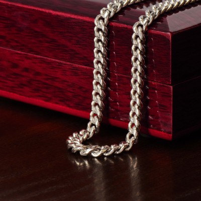 Rakva Cuban Pure Silver Chain For Men - 20 Inches Zircon Sterling Silver Necklace