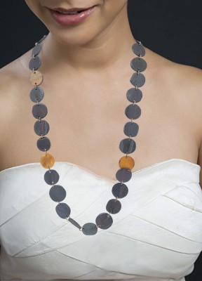 Banaras Manufacturers Black and Brownish combination of circular beads studded Beads Fabric Necklace