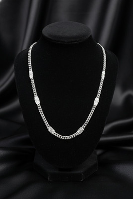 VEDARTHi Real Silver Plated Silver Look Silver Type Stylish Fancy & Trendy Chains 999 Silver Plated Alloy Chain