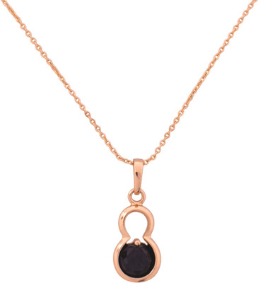ZIRCON JEWELS Infinity Outline Black Stone Pendant Necklace For Women & Girls | Gift Box Ready Cubic Zirconia Gold-plated Plated Copper Chain Set