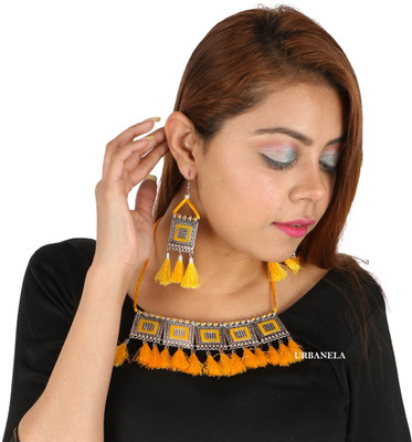 URBANELA Oxidised Silver Yellow Jewellery Set(Pack of 2)