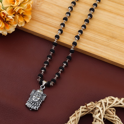 MK Gallery Mahakaal Karungali Mala Silver Plated Brass Chain Set