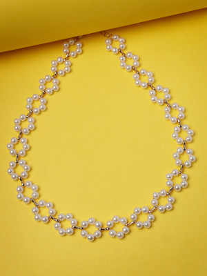 Scintillare by Sukkhi Pretty Gold Plated Pearls Links Mininal Contemporary Choker Necklace for Women Gold-plated Plated Alloy Choker