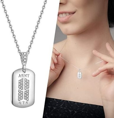 AVR JEWELS Stylish BTS Necklace For Girls and Women Silver Plated Alloy Necklace