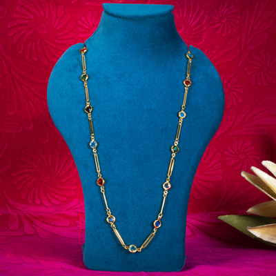 IFQARA Colorfull Multicolor Dimond Real Look Beautiful Mala For Women & Girls Gold-plated Plated Alloy Necklace