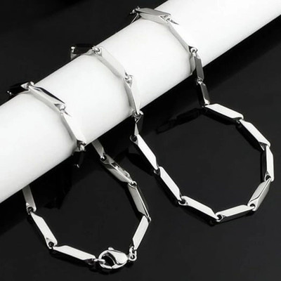 Saizen Stainless Steel 24 Inch rice Chain for Men and boys Silver Plated Stainless Steel Chain
