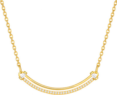 NBT Arc Pendant Necklace Cubic Zirconia Gold-plated Plated Stainless Steel Chain Set