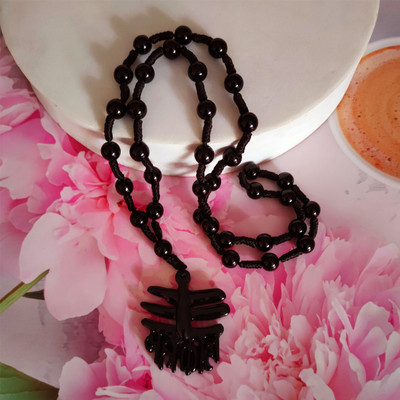 Shiv Jagdamba Religious Jewelry Mahakal Locket With Onyx Crystal Cotton Dori Chain Crystal, Dori Chain