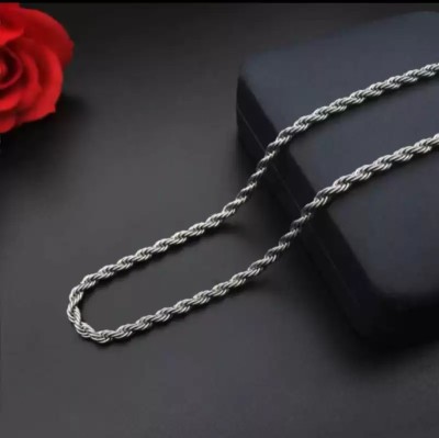 R JEWELS Stylish Fashionable Silver Chain Titanium Plated Alloy Chain