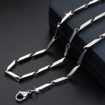 Lyzoo Silver Titanium Plated Stainless Steel Rice Necklace Chain for Men Boys Silver Plated Stainless Steel Chain