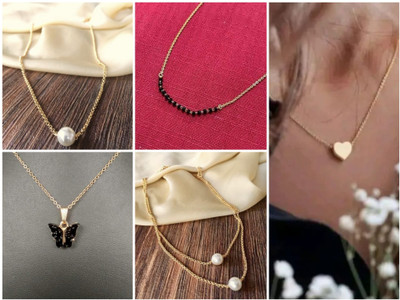 Jewel Knot White Pearl/Motti Fancy Chain Gold-plated Plated Alloy Necklace