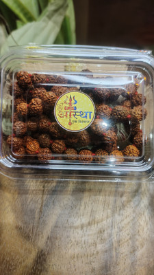 Shiv Aastha 5 Mukhi Rudraksha Mala 108+1 Beads 10mm with 1 GangaJal 100g & 1 Kashi Bhasm, Beads Wood, Dori, Rudraksha Chain