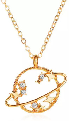 Vembley Single Layered Studded Star Earth Pendant Necklace Gold-plated Plated Alloy Necklace