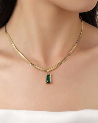 Gleve Crystal Gold-plated Plated Stainless Steel Necklace Set