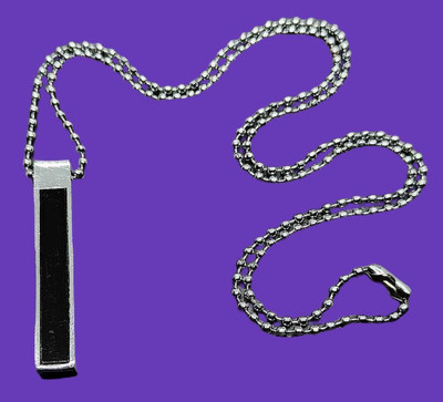 KINGSTYLEIMPEX Vertical Bar Chain Cuboid Stick Locket Pendant Necklace Fashion vm256 Sterling Silver Plated Stainless Steel Necklace Set