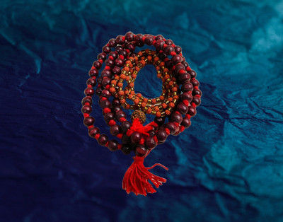 anilStore Red Chandan Mala with Small Panchmukhi Rudraksha Beaded Mala (Pack of 2) Beads Wood Chain Set
