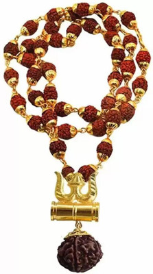 Ashu Enterprises Religious Jewelry Original Gold Plated Rudraksha/Trishul/Damru Beads Gold-plated Plated Rudraksha, Stainless Steel Chain