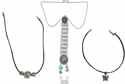 Gurjari Jewellers Black Silver Plated Metal Necklace