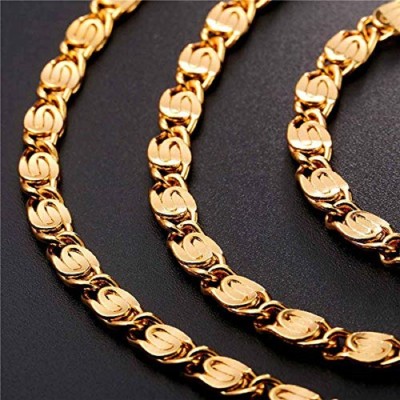 SMILE ME Traditional Heart Golden long fancy chain for men Gold-plated Brass Chain Gold-plated Plated Brass, Stainless Steel Chain