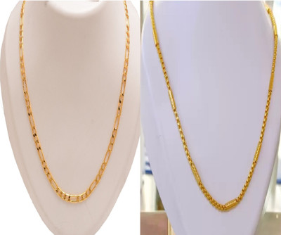 TOYONIX 2 pis combo 1 Gram Gold Plated Trendy Design Golden Neck Chain for Boy Men Gold-plated Plated Alloy Chain