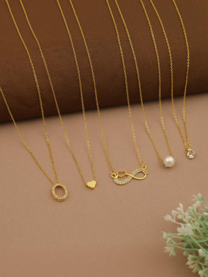 kavya jewels COMBO OF 5 NACKLACE CHAIN FOR WOMENS AND GIRLS Gold-plated Plated Alloy Necklace