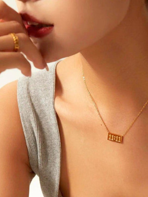 Sahelistyle Women & Girls 11.11 Gold Pendant Necklace__F1 Crystal Gold-plated Plated Stainless Steel Necklace