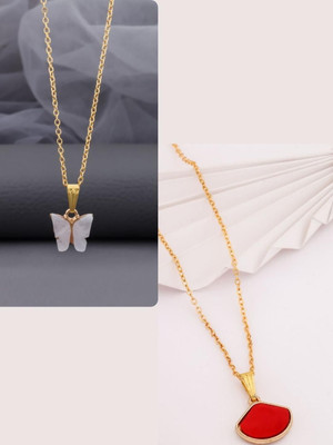 Dressberry DressBerry Gold-Plated Brass Artificial Beads Minimal Necklace Gold-plated Plated Brass Necklace