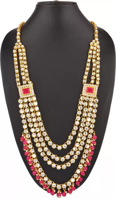 White pearl Alloy Gold-plated Pink, White Jewellery Set(Pack of 1)