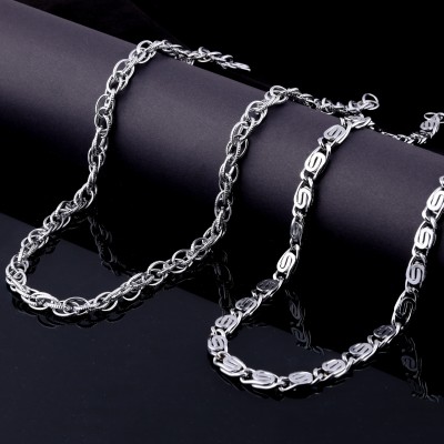 BRANDSOON Combo of 2 Silver Plated Chain For Boys and Man Rhodium, Silver Plated Alloy, Stainless Steel Chain