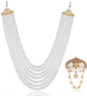jiyanshi fashion Glass Gold-plated White Jewellery Set(Pack of 2)