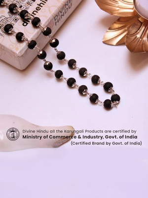 DIVINE HINDU Karungali Malai with Silver Caps | 108 Beads | 6MM Beads Mala for Men & Women Wood Necklace