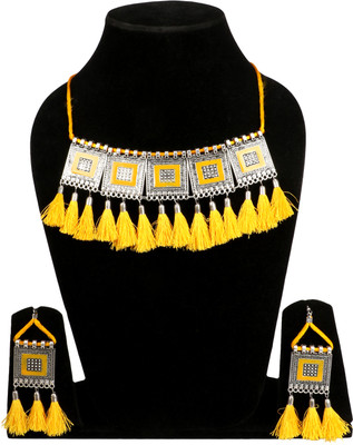 URBANELA Oxidised Silver Yellow Jewellery Set(Pack of 2)