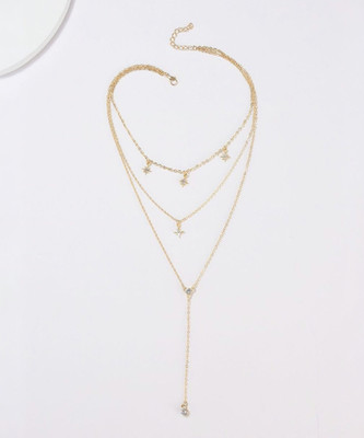 TheVineGirl Three Layered Star Studs Pendant Necklace Gold-plated Plated Alloy Necklace