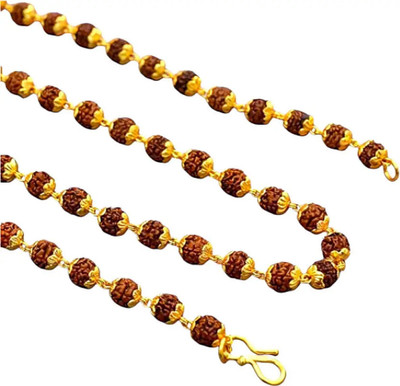 MAKEBAE Rudraksha Mala Gold-plated Plated Metal, Rudraksha Chain Gold-plated Plated Wood Chain