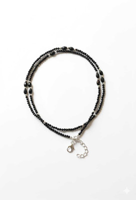 Lakhdatar and Sons Jewellers Black Crystal Najariya Necklace Spinel Sterling Silver Plated Stainless Steel Choker