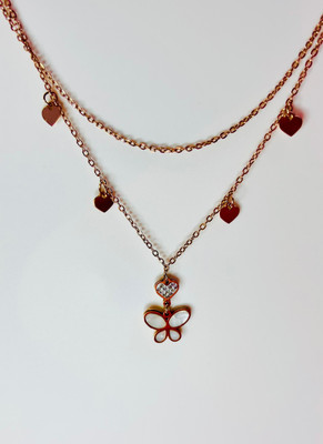 shawor Cubic Zirconia Gold-plated Plated Stainless Steel Necklace