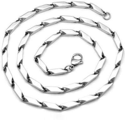 RV jewels Elegant Rice silver plated stainless steel chain for Men & Boys Silver Plated Stainless Steel Chain