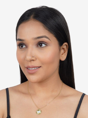 JDENTERPRISES Single Layered Blue Evil Eye Round Pendant Necklace For Girls And Women Gold-plated Plated Alloy Necklace