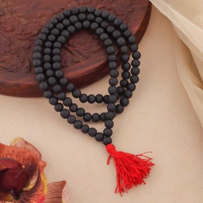 MK Gallery Karungali Malai 108-Beads 8MM Ebony Wood Jaap Mala Wood Necklace by MK Gallery Wood Chain